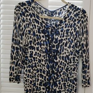 WHBM Blue leopard print sweater